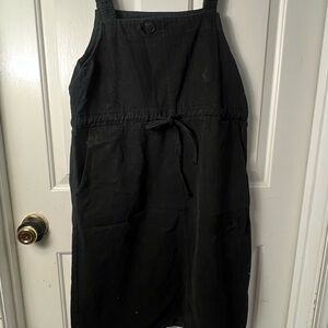 Black Sleeveless Dress with Button Detail